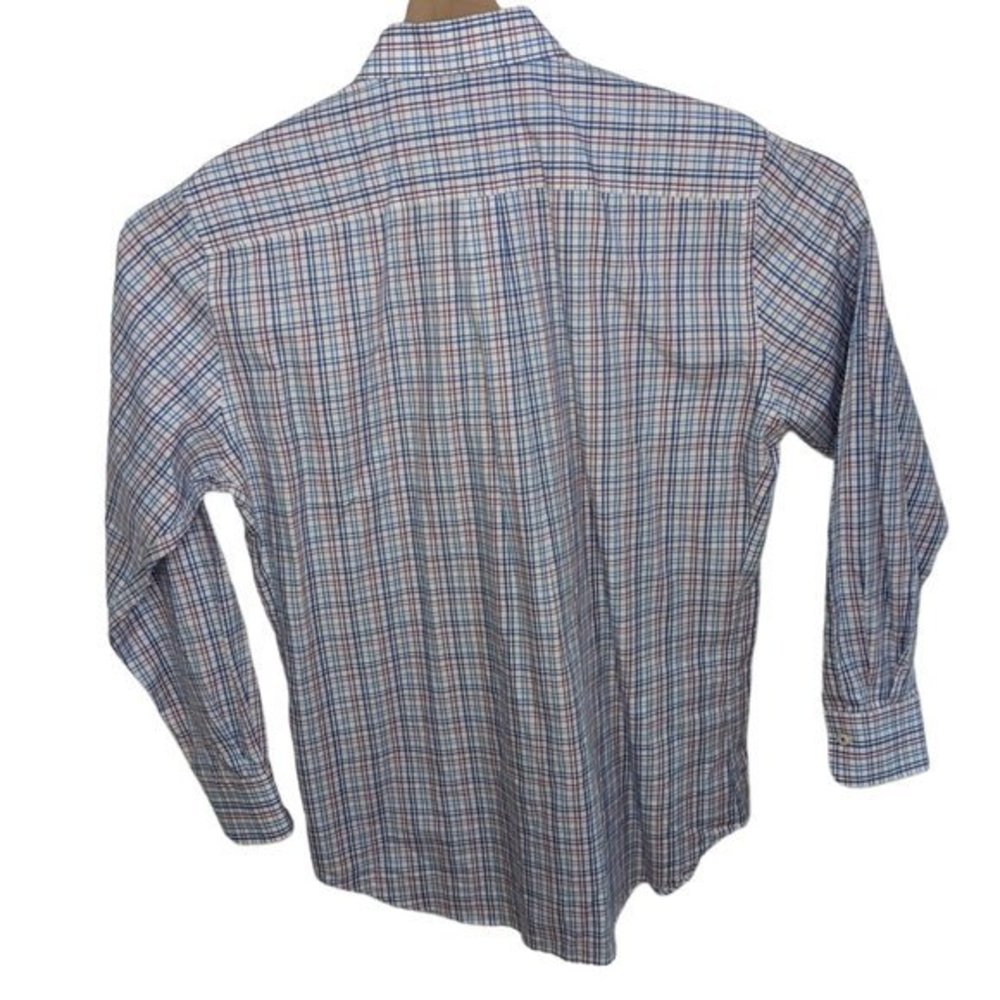 Peter Millar Shirt Mens Large Purple Blue White Plaid Long Sleeve Button Up - Picture 6 of 7